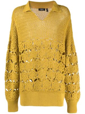 FIVE CM V-neck open-knit jumper - Yellow