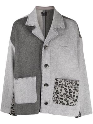FIVE CM wool-blend patchwork shirt jacket - Grey