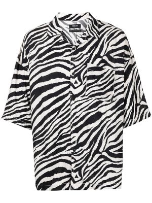 FIVE CM zebra-print short-sleeve shirt - Black