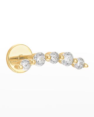 Five Diamond Curvy Stud Earring, Single