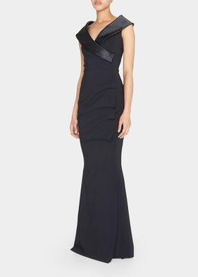 Fiynorc Gathered V-Neck Gown
