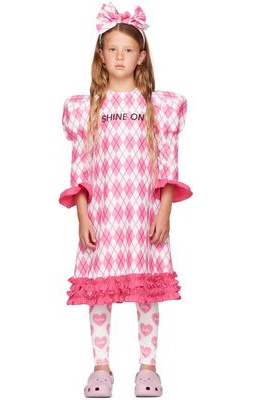 FLAKIKI SSENSE Exclusive Kids Pink & White Barbie Argyle Dress