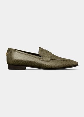 Flaneur Embossed Penny Loafers