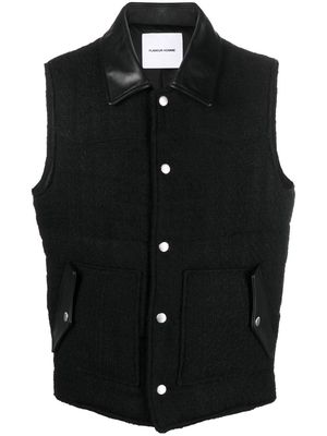 Flaneur Homme contrasting-collar tweed gilet - Black