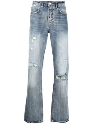 Flaneur Homme distressed straight-leg jeans - Blue