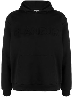 Flaneur Homme logo-embossed cotton hoodie - Black