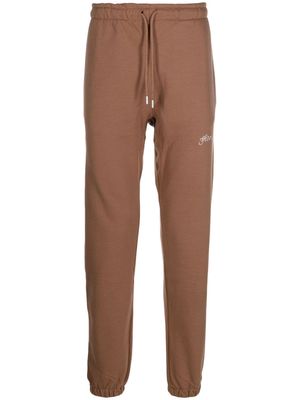 Flaneur Homme logo-embroidered cotton track pants - Brown
