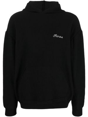 Flaneur Homme logo-embroidered hoodie - Black