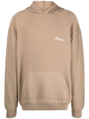 Flaneur Homme logo-embroidered hoodie - Brown