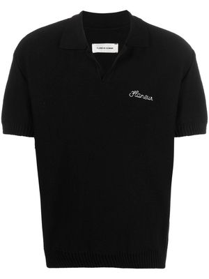Flaneur Homme logo-embroidery knitted polo shirt - Black