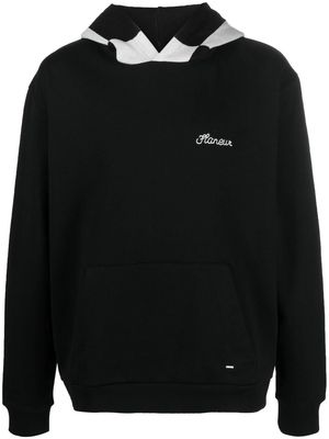 Flaneur Homme logo-embroidery two-tone hoodie - Black