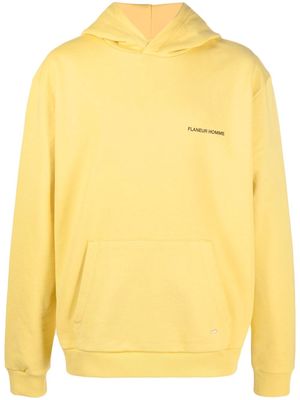 Flaneur Homme logo-print cotton hoodie - Yellow