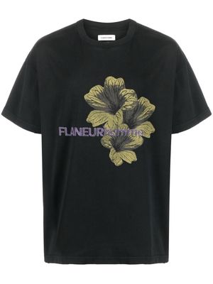 Flaneur Homme logo-print cotton T-shirt - Black