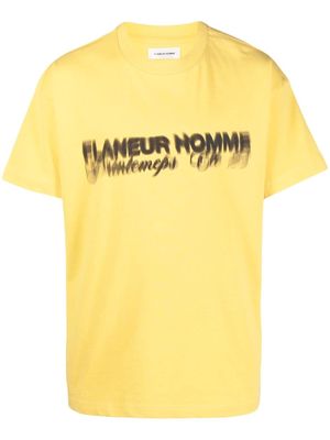 Flaneur Homme logo-print cotton T-shirt - Yellow