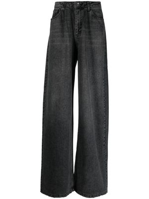 Flaneur Homme whiskering-effect mid-rise wide-leg jeans - Grey