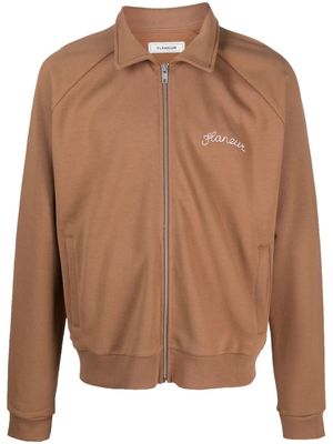 Flaneur Homme zip-up cotton sweatshirt - Brown