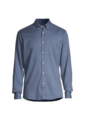 Flannel Brushed Cotton Button-Down Shirt