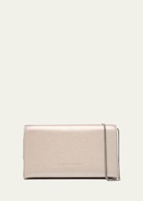 Flap Metallic Leather Shoulder Bag