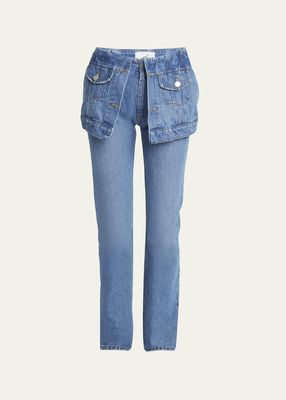 Flap Straight-Leg Denim Jeans