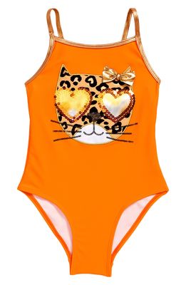 Flapdoodles Kids' Bow Detail One-Piece Swimsuit in Orange
