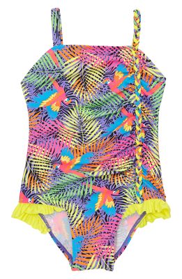 Flapdoodles Kids' Braid Detail One-Piece Swimsuit in Print