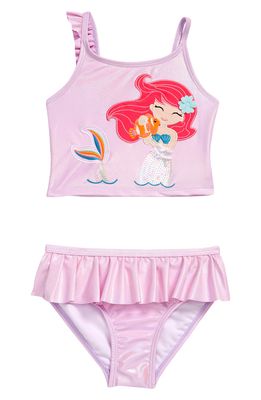 Flapdoodles Kids' Mermaid Applique Two-Piece Swimsuit in Pink