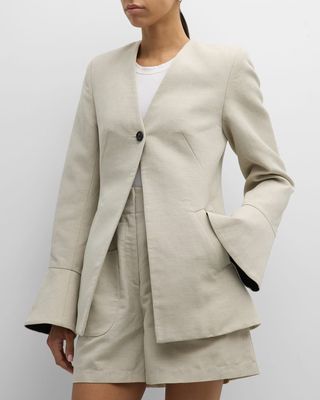 Flare-Cuff Single-Breasted Jacket
