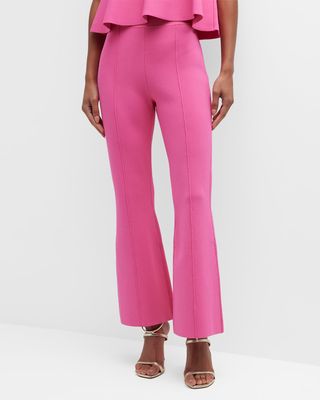 Flare-Leg Ankle Pull-On Knit Trousers
