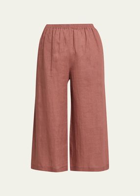 Flared Cropped Linen Trousers