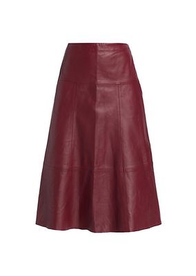 Flared Leather Midi Skirt
