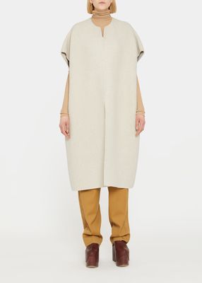 Flat Cape Linen Midi Dress