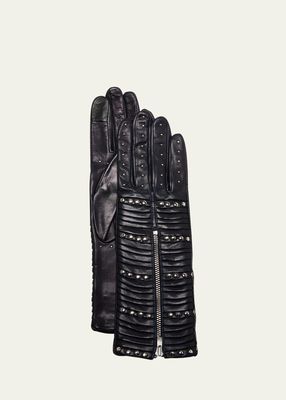 Flat Studded Leather Gloves