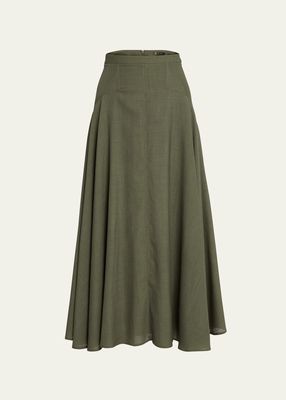 Flavia Breeze Wool Flared Maxi Skirt
