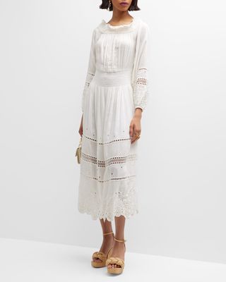 Flavia Embroidered Off-Shoulder Midi Dress