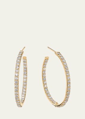 Flawless 14K Yellow Gold Inside Outside Hoop Earrings with Diamonds