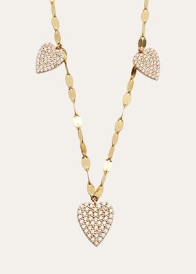 Flawless Triple Heart Diamond Charm Necklace