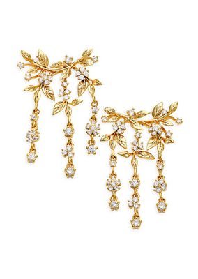 Fleur 14K-Gold-Plated & Cubic Zirconia Drop Earrings