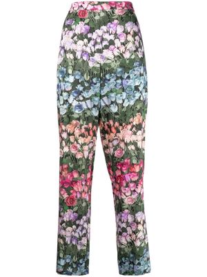 Fleur Du Mal all-over rose-print trousers - Multicolour