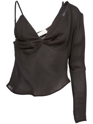 Fleur Du Mal asymmetric silk blouse - Black