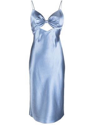 Fleur Du Mal bow-detailed silk midi dress - Blue