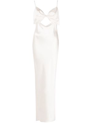Fleur Du Mal bow-embellished silk slip dress - White