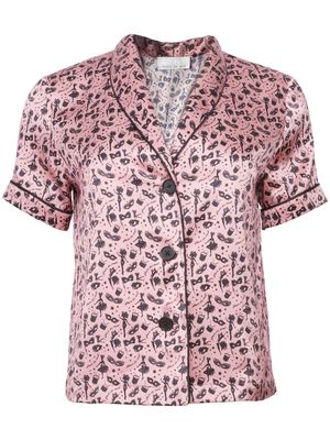 Fleur Du Mal Carnival-print silk pyjama top - Pink
