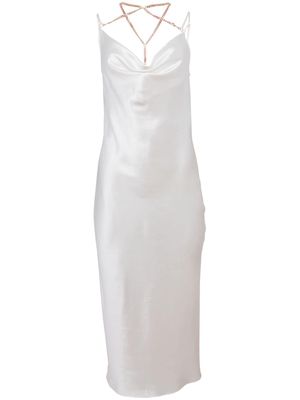 Fleur Du Mal chain-link silk slip dress - White