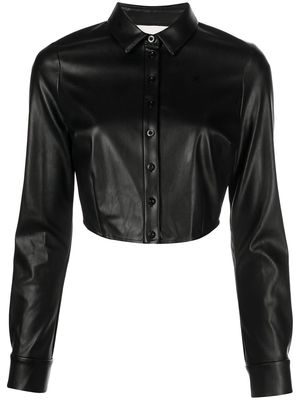 Fleur Du Mal cropped faux-leather shirt - Black