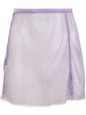 Fleur Du Mal crystal-embellished fishnet skirt - Purple