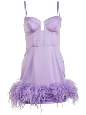 Fleur Du Mal feather-trimmed silk dress - Purple