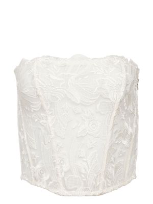 Fleur Du Mal floral-lace corset top - White