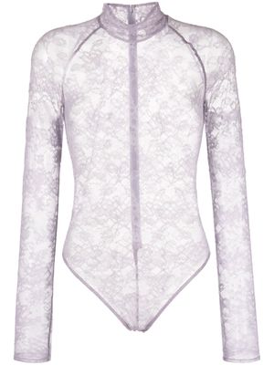 Fleur Du Mal high-neck lace bodysuit - Purple