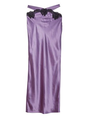 Fleur Du Mal lace cut-out silk skirt - Purple