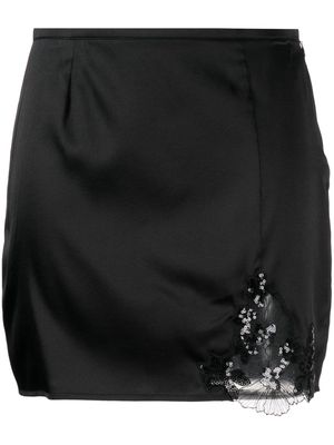 Fleur Du Mal lace-detail sequin-detail miniskirt - Black